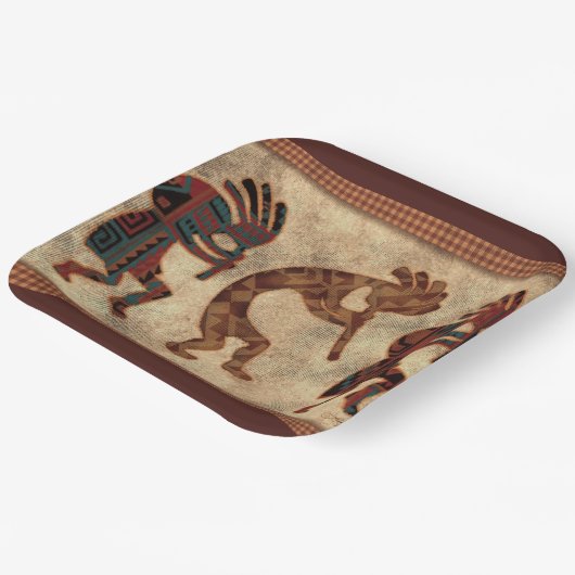 Deep Desert Colors Soutwestern Kokopelli Trio Pappteller (Gewinkelt)