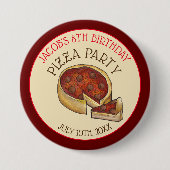 Deep Dish Pepperoni Pizza Pie Birthday Party Button (Vorderseite)