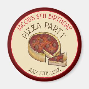 Deep Dish Pepperoni Pizza Pie Birthday Party Magnet