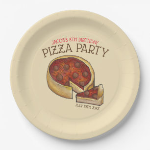 Deep Dish Pepperoni Pizza Pie Birthday Party Pappteller
