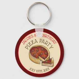 Deep Dish Pepperoni Pizza Pie Birthday Party Schlüsselanhänger
