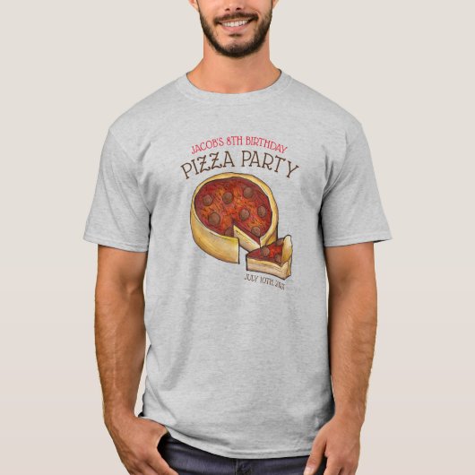 Deep Dish Pepperoni Pizza Pie Birthday Party T-Shirt (Vorderseite)