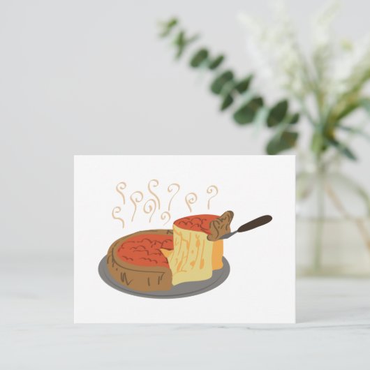 Deep Dish Pizza Postkarte (Stehend Vorderseite)