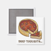 Deep Dish Thoughts Chicago Pepperoni Pizza Slice Magnet (Vorderseite/Rückseite)