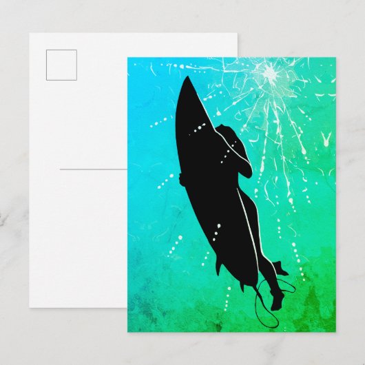Deep Dive - Surferreise unter Wasser Postkarte (Vorne/Hinten)