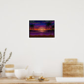Deep Dusk Beach Scene Landschaft Art Print Poster (Küche)
