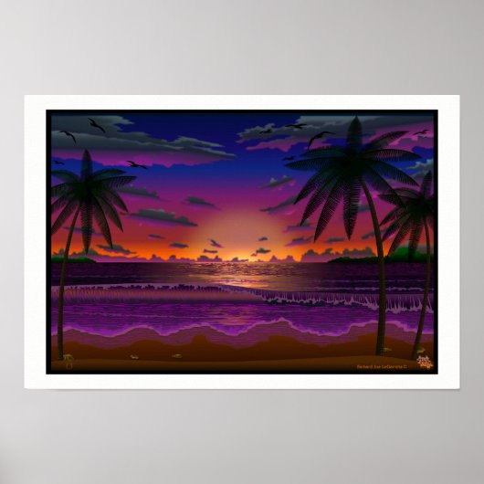 Deep Dusk Beach Scene Landschaft Art Print Poster (Vorne)