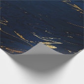 Deep Earth Gold Marble Blue Navy Geschenkpapier (Ecke)
