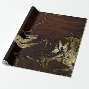 Deep Earth Gold Marble Brown Abstrakt Geschenkpapier