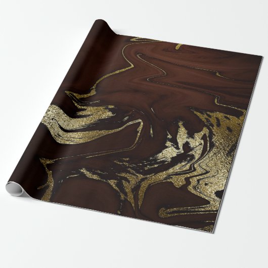 Deep Earth Gold Marble Brown Abstrakt Geschenkpapier (Ungerollt)