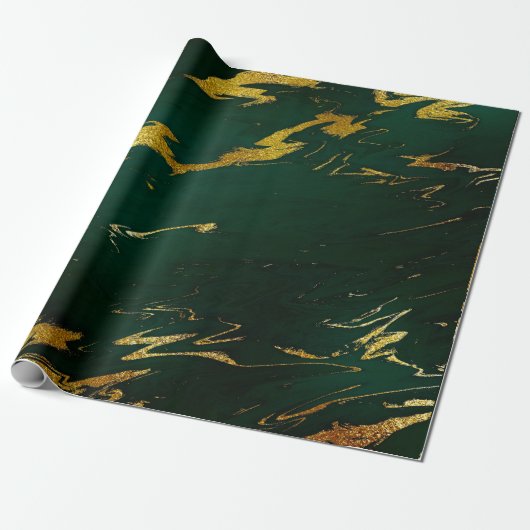 Deep Earth Gold Marmor Green Woodland Geschenkpapier (Ungerollt)