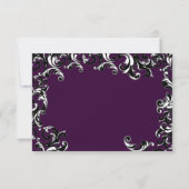 Deep EggPlant Square Swirl Wedding RSVP Karte (Rückseite)