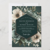 Deep Emerald Floral Bloom Wedding Einladung (Vorderseite)