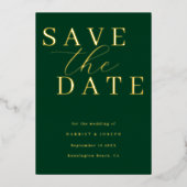 Deep Emerald & Gold Foil Wedding Save The Date Folieneinladung (Vorderseite)