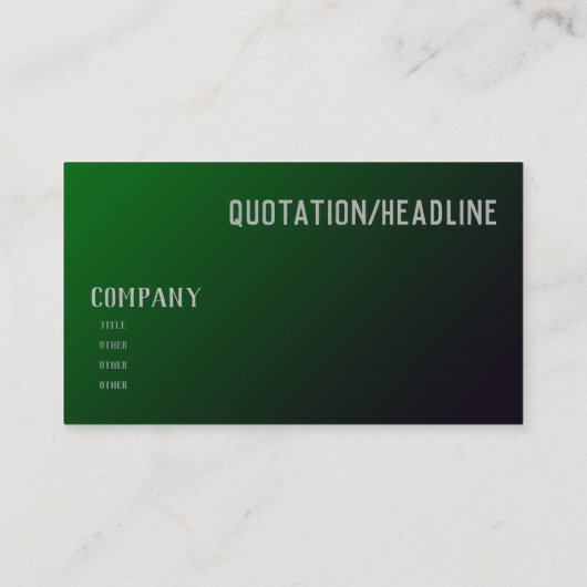 Deep Emerald Green gradient  Visitenkarte (Rückseite)
