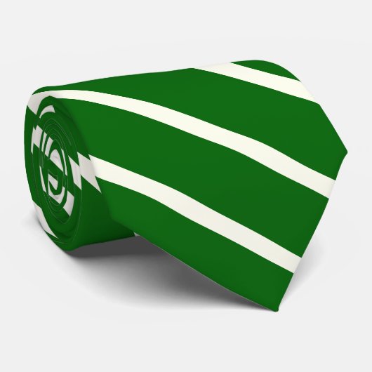 Deep Emerald&Ivory - diagonal stripes Krawatte (Gerollt)