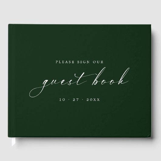 Deep Emerald Minimalistisch Guestbook für Hochzeit Gästebuch (Vorderseite)