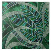 Deep Emerald und Pearl Mosaic Leaf Art Fliese (Vorderseite)