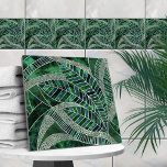 Deep Emerald und Pearl Mosaic Leaf Art Fliese<br><div class="desc">Deep Emerald und Pearl Mosaic Leaf Art</div>