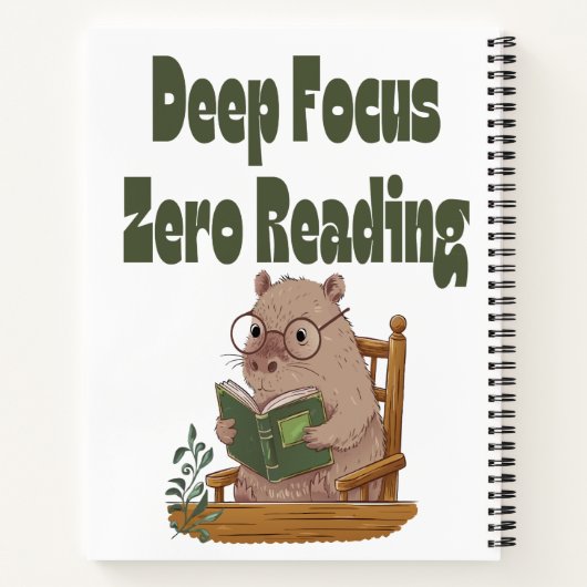 Deep Focus Null Reading Capybara Notebook | Funny Notizblock (Rückseite)