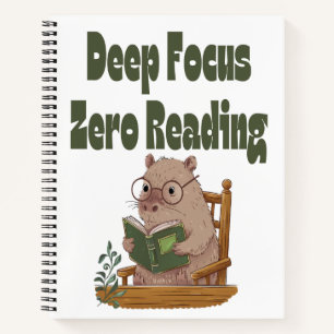 Deep Focus Null Reading Capybara Notebook   Funny Notizblock
