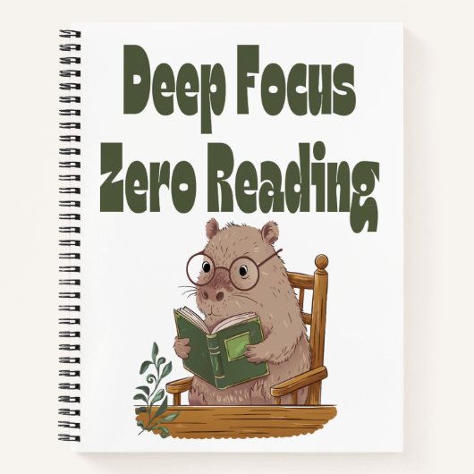 Deep Focus Null Reading Capybara Notebook | Funny Notizblock (Vorderseite)