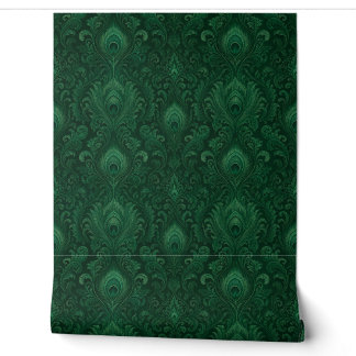 Deep Forest Emerald-Pfauen-Garten — Dunkel Tapete