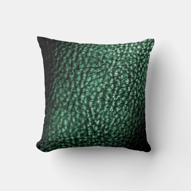 Deep Forest Green Metalic Leather Design Solid Kissen (Vorderseite)