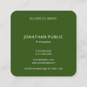 Deep Forest Green Moderne Elegante Mit Monogramm Quadratische Visitenkarte (Rückseite)