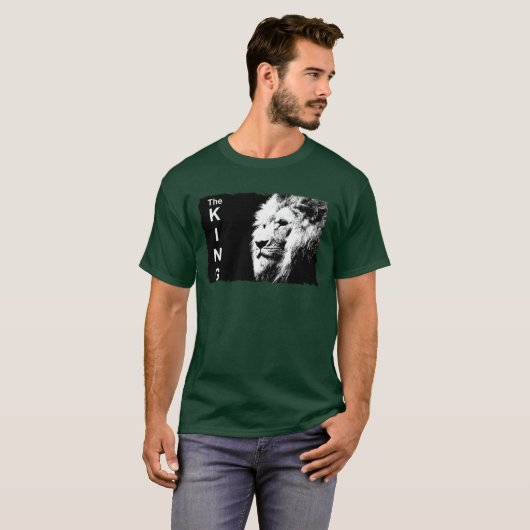 Deep Forest Green Moderner Pop Art Lion Template T-Shirt (Vorne ganz)