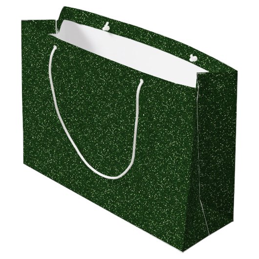 Deep Forest Green Sparkle Glitzer Große Geschenkta Geschenktüte (Rückseite Schrägansicht)