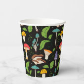 Deep Forest Magic: Colorful Mushrooms on Black Pappbecher (Rückseite)