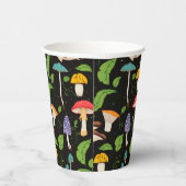 Deep Forest Magic: Colorful Mushrooms on Black Pappbecher (Rechts)