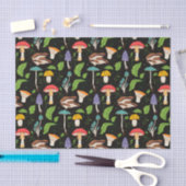 Deep Forest Magic: Colorful Mushrooms on Black Seidenpapier (Handwerk)