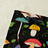 Deep Forest Magic: Colorful Mushrooms on Black Strandtuch (Beispiel)
