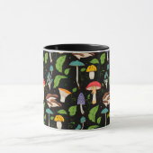 Deep Forest Magic: Colorful Mushrooms on Black Tasse (Zentrum)