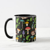 Deep Forest Magic: Colorful Mushrooms on Black Tasse (Links)
