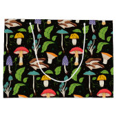 Deep Forest Magic: Colorful Mushrooms Pattern Große Geschenktüte (Rückseite)
