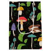 Deep Forest Magic: Colorful Mushrooms Pattern Mittlere Geschenktüte (Rückseite)