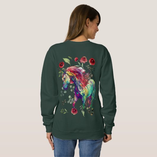 (Deep Forest) Trendy Unicorn Cats Fun Sweatshirt (Schwarz voll)
