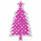 Deep Fuchsia Pink Weihnachtsbaum mit Sternen Aufkleber (Vorderseite)