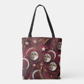 Deep Garnet Red Celestial Moon Phases Tasche (Rückseite)