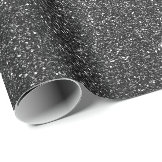 Deep Glam Glitzer Black Gray Funkelnd Elegante Geschenkpapier (Rolleneckpunkt)