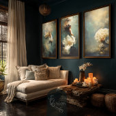 Deep Grace Cream Coral Teal Gold Seascape Seidenpapier