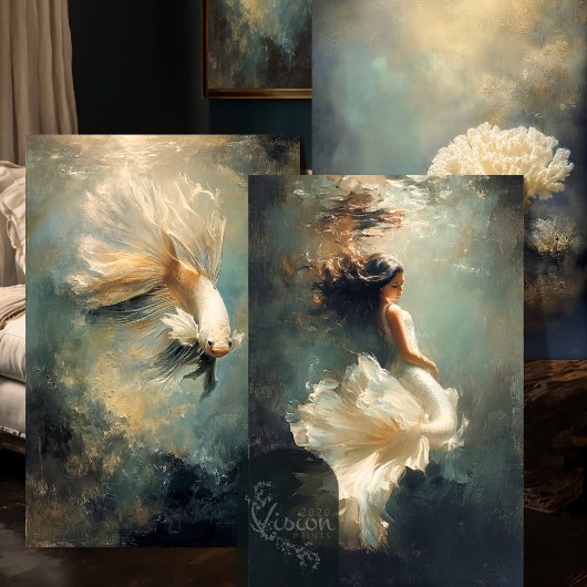 Deep Grace Ethereal Teal Gold Underwater Trio Geschenkpapier Set