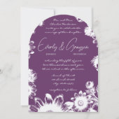 Deep Grape & Lilac Blume Einladung zur Hochzeit (Vorderseite)
