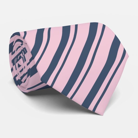 Deep Grau Blau und Rosa Streifen Krawatte (Gerollt)