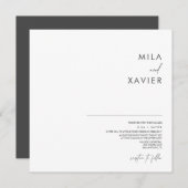 Deep Grau & White | Moderne Minimale Hochzeit Einladung (Vorne/Hinten)