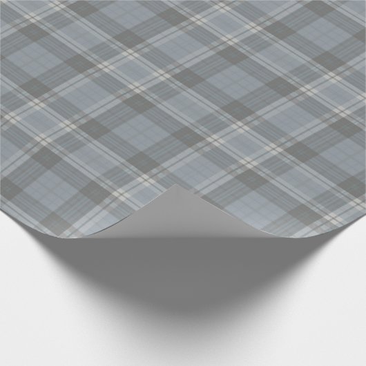 Deep Gray Blue und Soft Gray Kariert Geschenkpapier (Ecke)