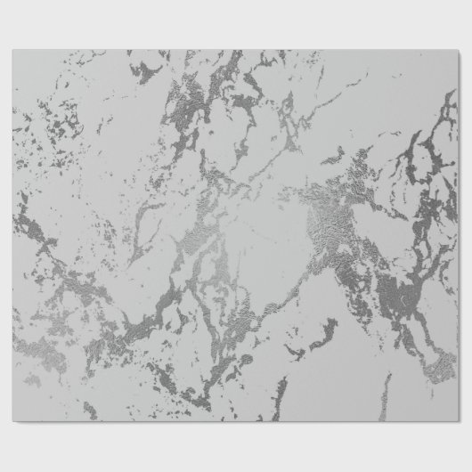 Deep Gray Marble Silver Stine Metallic Shiny Geschenkpapier (Flach)